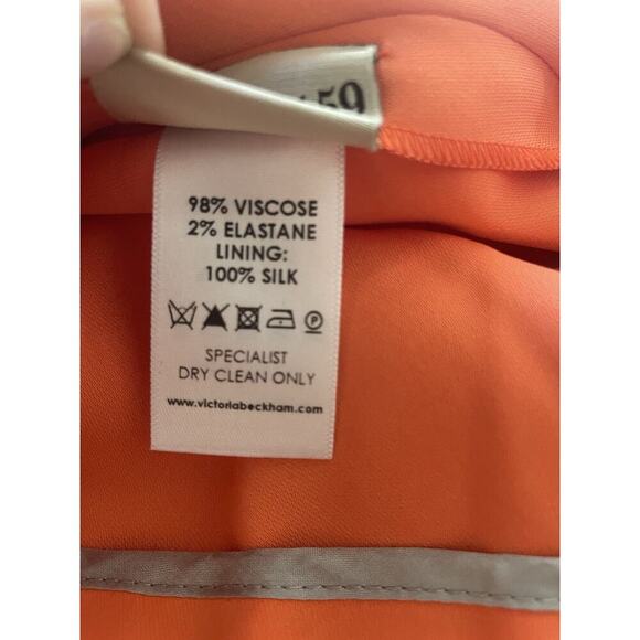 Victoria Beckham Iconic Orange Tangerine Cocktail Bodycon Dress Halter Pencil - Picture 13 of 16